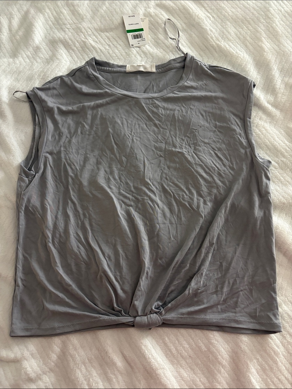 Hippie Rose Gray Knot-Front Sleeveless Tank